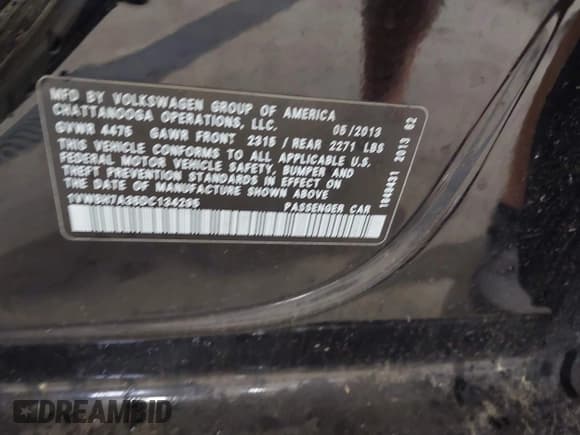 ✅ 2013 Volkswagen Passat SE • VIN: 1VWBH7A35DC134295 • Лот: 42358750. Опубликован ранее на IAAI с пробегом 144 732 миль. Бесплатный доступ к архиву аукционных продаж из США и подробный отчёт об истории автомобиля на DreamBid. Изображение 9.