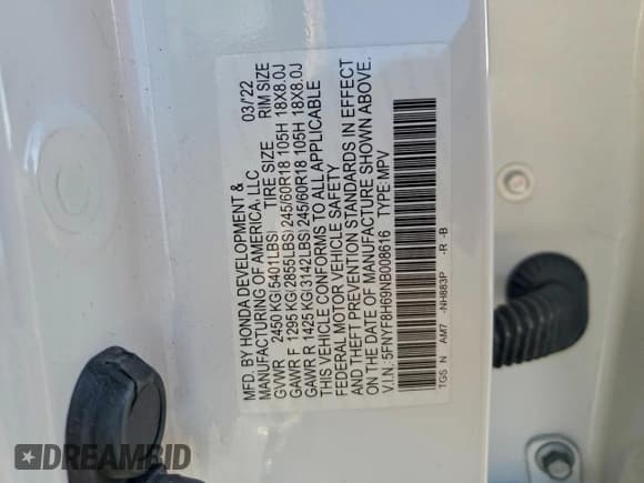 ✅ 2022 Honda Passport TrailSport • VIN: 5FNYF8H69NB008616 • Lot: 94106965. Wystawiony na Copart z przebiegiem 18 397 mil. Bezpłatny archiwum sprzedaży aukcyjnych z USA i szczegółowy raport historii pojazdu na DreamBid. Zdjęcie 14.