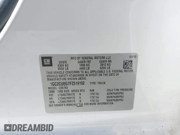 ✅ 2015 Chevrolet Silverado 2500HD Work Truck • VIN: 1GC2CUEG7FZ519192 • Лот: 43494305. Опубликован ранее на IAAI с пробегом 215 257 миль. Бесплатный доступ к архиву аукционных продаж из США и подробный отчёт об истории автомобиля на DreamBid. Изображение 9.