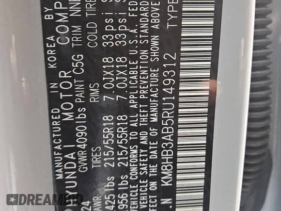 2024 Hyundai Kona SEL with VIN KM8HB3AB5RU149312, listed as a Copart auction lot 78042214 with 9,726 mi miles and Salvage title. Bid and sale history available at DreamBid. Image 14.