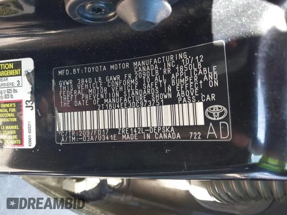 ✅ 2013 Toyota Corolla S Special Edition • VIN: 2T1BU4EE3DC973751 • Lot: 43635627. Wystawiony na IAAI z przebiegiem 108 295 mil. Bezpłatny archiwum sprzedaży aukcyjnych z USA i szczegółowy raport historii pojazdu na DreamBid. Zdjęcie 9.