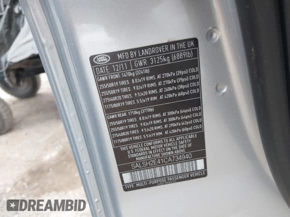 ✅ 2012 Land Rover Range Rover Sport SC • VIN: SALSH2E41CA734940 • Лот: 41709747. Опубликован ранее на IAAI с пробегом 137 482 миль. Бесплатный доступ к архиву аукционных продаж из США и подробный отчёт об истории автомобиля на DreamBid. Изображение 9.