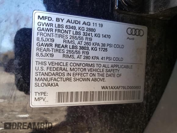 ✅ 2020 Audi Q7 Premium • VIN: WA1AXAF79LD000693 • Lot: 52696995. Listed on Copart with 46,631 mi. Free auction sales archive from the USA and detailed vehicle history report at DreamBid. Image 13.