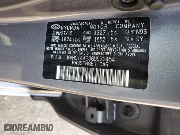 ✅ 2016 Hyundai Accent SE • VIN: KMHCT4AE3GU972454 • Lot: 64979804. Wystawiony na Copart z przebiegiem 57 428 mil. Bezpłatny archiwum sprzedaży aukcyjnych z USA i szczegółowy raport historii pojazdu na DreamBid. Zdjęcie 12.