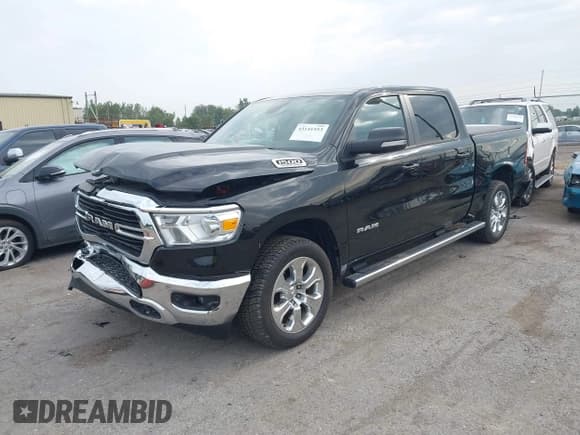✅ 2021 Ram 1500 Big Horn • VIN: 1C6SRFFT0MN773411 • Lot: 43141553. Listed on IAAI with 55,855 mi. Free auction sales archive from the USA and detailed vehicle history report at DreamBid. Image 2.