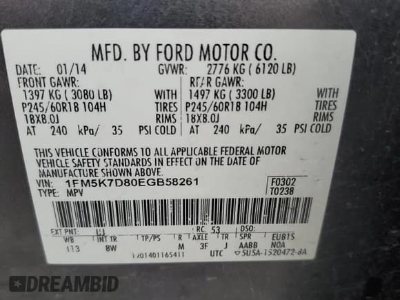 ✅ 2014 Ford Explorer XLT • VIN: 1FM5K7D80EGB58261 • Lot: 93483545. Wystawiony na Copart z przebiegiem 235 720 mil. Bezpłatny archiwum sprzedaży aukcyjnych z USA i szczegółowy raport historii pojazdu na DreamBid. Zdjęcie 13.