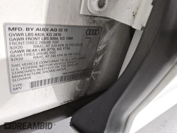 ✅ 2019 Audi Q7 Premium • VIN: WA1AHAF72KD035006 • Lot: 85149035. Wystawiony na Copart z przebiegiem 126 744 mil. Bezpłatny archiwum sprzedaży aukcyjnych z USA i szczegółowy raport historii pojazdu na DreamBid. Zdjęcie 13.