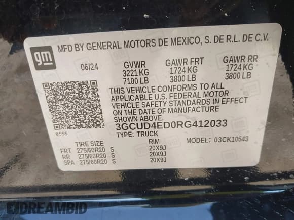 ✅ 2024 Chevrolet Silverado 1500 • VIN: 3GCUD4ED0RG412033 • Лот: 42533107. Опубликован ранее на IAAI с пробегом 4 258 миль. Бесплатный доступ к архиву аукционных продаж из США и подробный отчёт об истории автомобиля на DreamBid. Изображение 9.