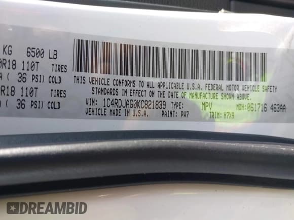 ✅ 2019 Dodge Durango SXT Plus • VIN: 1C4RDJAG0KC821839 • Lot: 43180373. Wystawiony na IAAI z przebiegiem 121 662 mil. Bezpłatny archiwum sprzedaży aukcyjnych z USA i szczegółowy raport historii pojazdu na DreamBid. Zdjęcie 9.