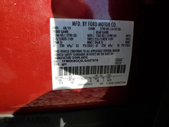 ✅ 2020 Ford Explorer ST • VIN: 1FM5K8GC6LGA57678 • Lot: 84897835. Wystawiony na Copart z przebiegiem 107 068 mil. Bezpłatny archiwum sprzedaży aukcyjnych z USA i szczegółowy raport historii pojazdu na DreamBid. Zdjęcie 13.