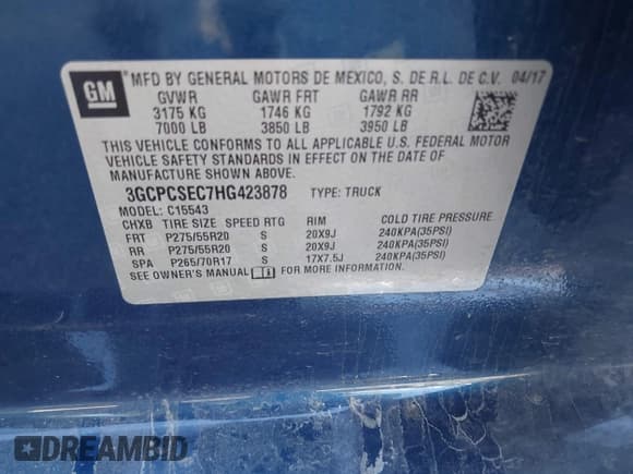 ✅ 2017 Chevrolet Silverado 1500 LTZ • VIN: 3GCPCSEC7HG423878 • Lot: 43603904. Wystawiony na IAAI z przebiegiem 150 887 mil. Bezpłatny archiwum sprzedaży aukcyjnych z USA i szczegółowy raport historii pojazdu na DreamBid. Zdjęcie 9.