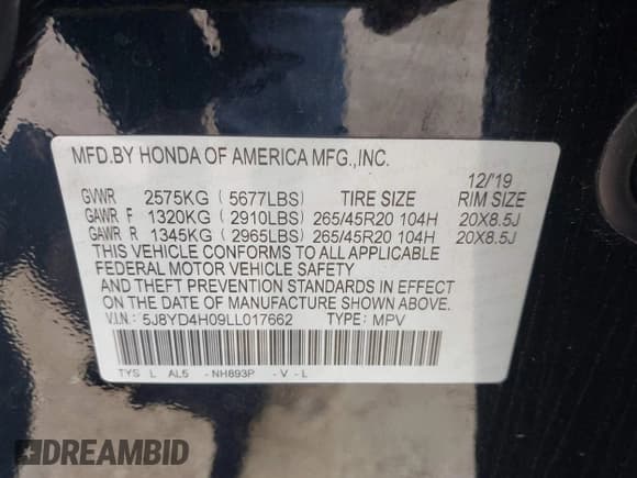 ✅ 2020 Acura MDX Technology • VIN: 5J8YD4H09LL017662 • Lot: 41856319. Wystawiony na IAAI z przebiegiem 98 241 mil. Bezpłatny archiwum sprzedaży aukcyjnych z USA i szczegółowy raport historii pojazdu na DreamBid. Zdjęcie 9.