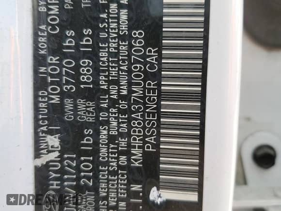 2021 Hyundai Venue SE с VIN KMHRB8A37MU097068, выставлен на аукционе Copart как лот 77451854 с пробегом 108 707 миль миль и Списание • Salvage title. История ставок и продаж доступна на DreamBid. Изображение 13.