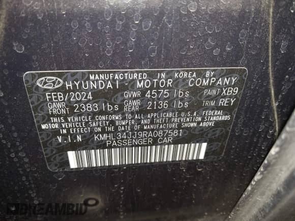 2024 Hyundai Sonata SEL z VIN KMHL34JJ9RA087581, wystawiony jako IAAI lot #42327444 z przebiegiem 19 225 mil mil oraz . Historia ofert i sprzedaży dostępna na DreamBid. Obrazek 9.