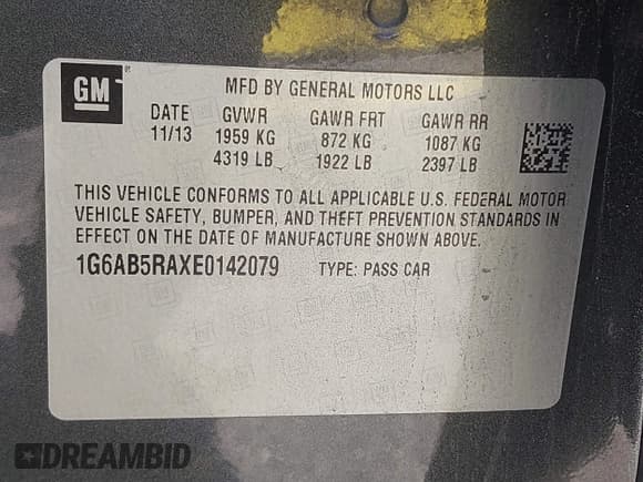 ✅ 2014 Cadillac ATS Luxury RWD • VIN: 1G6AB5RAXE0142079 • Lot: 42517963. Listed on IAAI with 140,118 mi. Free auction sales archive from the USA and detailed vehicle history report at DreamBid. Image 9.