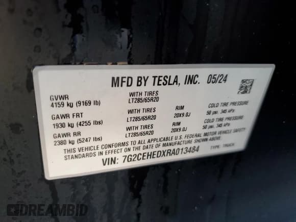 ✅ 2024 Tesla Cybertruck • VIN: 7G2CEHEDXRA013484 • Лот: 43263285. Опубликован ранее на Copart с пробегом 2 869 миль. Бесплатный доступ к архиву аукционных продаж из США и подробный отчёт об истории автомобиля на DreamBid. Изображение 12.