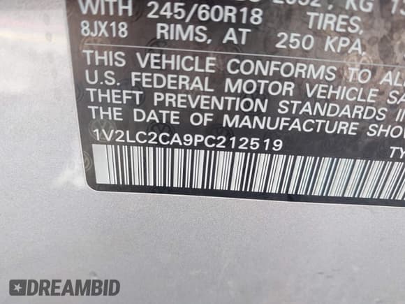 ✅ 2023 Volkswagen Atlas SE • VIN: 1V2LC2CA9PC212519 • Lot: 42177771. Listed on IAAI with 58,505 mi. Free auction sales archive from the USA and detailed vehicle history report at DreamBid. Image 9.