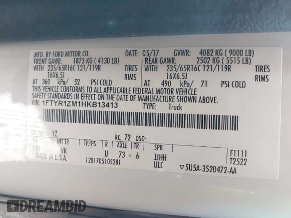 ✅ 2017 Ford Transit • VIN: 1FTYR1ZM1HKB13413 • Lot: 42117599. Wystawiony na IAAI z przebiegiem 114 620 mil. Bezpłatny archiwum sprzedaży aukcyjnych z USA i szczegółowy raport historii pojazdu na DreamBid. Zdjęcie 9.