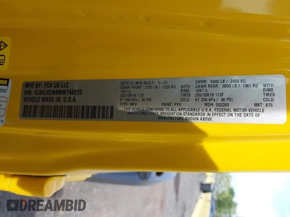 ✅ 2021 Jeep Wrangler Unlimited Sport S • VIN: 1C4HJXDN4MW744315 • Лот: 42242941. Опубликован ранее на IAAI с пробегом 35 344 миль. Бесплатный доступ к архиву аукционных продаж из США и подробный отчёт об истории автомобиля на DreamBid. Изображение 9.