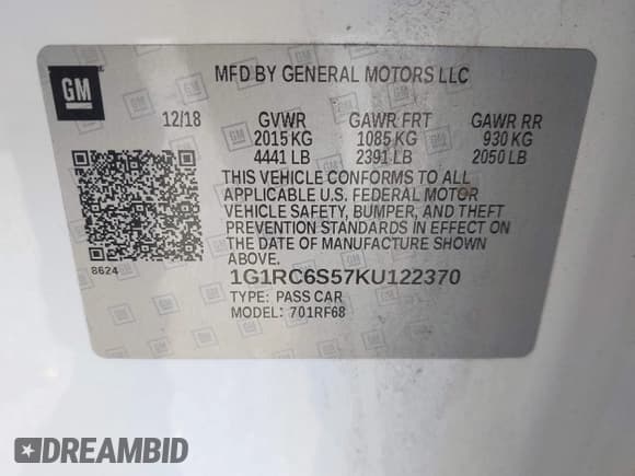 ✅ 2019 Chevrolet Volt LT • VIN: 1G1RC6S57KU122370 • Lot: 43431876. Wystawiony na IAAI z przebiegiem 57 358 mil. Bezpłatny archiwum sprzedaży aukcyjnych z USA i szczegółowy raport historii pojazdu na DreamBid. Zdjęcie 9.