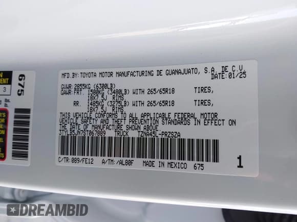 ✅ 2025 Toyota Tacoma SR • VIN: 3TYLB5JN7ST067889 • Лот: 42444254. Опубликован ранее на IAAI с пробегом 5 786 миль. Бесплатный доступ к архиву аукционных продаж из США и подробный отчёт об истории автомобиля на DreamBid. Изображение 9.