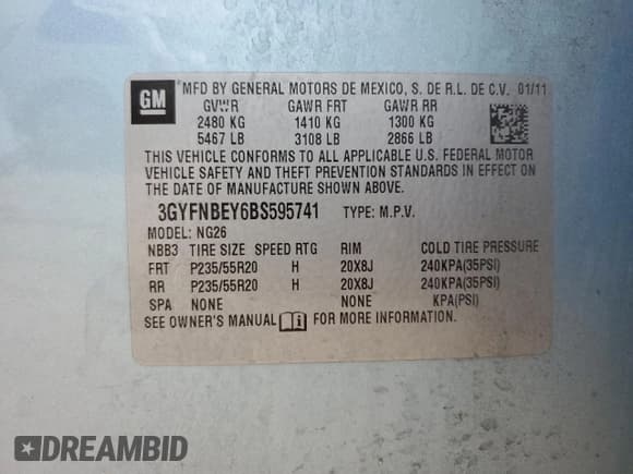 ✅ 2011 Cadillac SRX Performance Collection • VIN: 3GYFNBEY6BS595741 • Лот: 60104025. Опубликован ранее на Copart с пробегом 162 203 миль. Бесплатный доступ к архиву аукционных продаж из США и подробный отчёт об истории автомобиля на DreamBid. Изображение 13.
