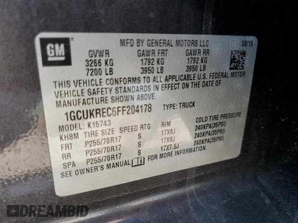 ✅ 2015 Chevrolet Silverado 1500 LT • VIN: 1GCUKREC6FF204178 • Лот: 68965794. Опубликован ранее на Copart с пробегом 99 556 миль. Бесплатный доступ к архиву аукционных продаж из США и подробный отчёт об истории автомобиля на DreamBid. Изображение 12.