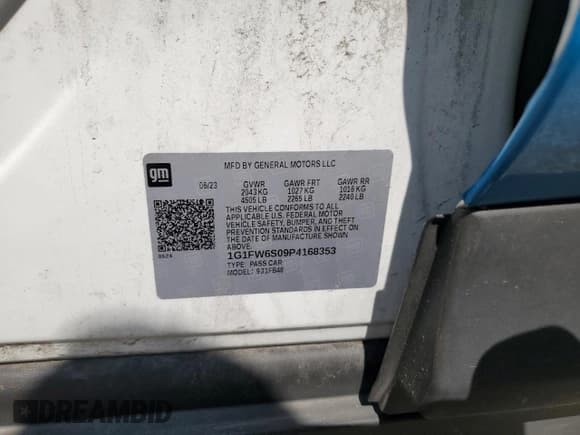 ✅ 2023 Chevrolet Bolt EV 1LT • VIN: 1G1FW6S09P4168353 • Lot: 70007884. Wystawiony na Copart z przebiegiem 14 028 mil. Bezpłatny archiwum sprzedaży aukcyjnych z USA i szczegółowy raport historii pojazdu na DreamBid. Zdjęcie 15.