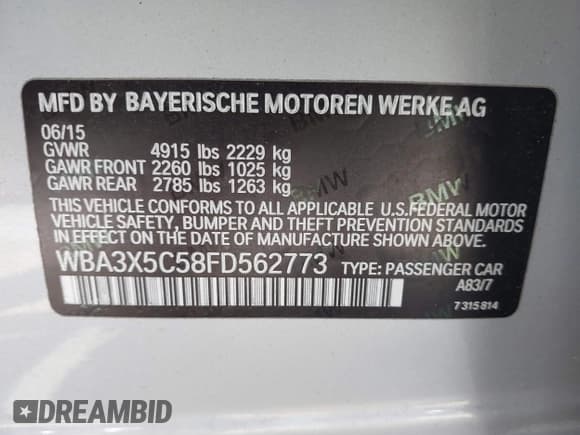 ✅ 2015 BMW 3 Series 328i Gran Turismo xDrive • VIN: WBA3X5C58FD562773 • Lot: 43259882. Listed on IAAI with 210,636 mi. Free auction sales archive from the USA and detailed vehicle history report at DreamBid. Image 9.