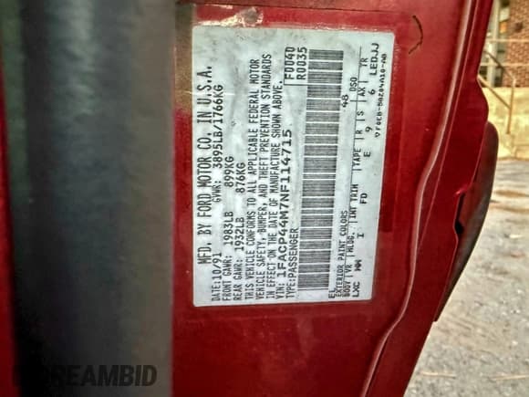 ✅ 1992 Ford Mustang • VIN: 1FACP44M7NF114715 • Lot: 96840765. Listed on Copart with 65,967 mi. Free auction sales archive from the USA and detailed vehicle history report at DreamBid. Image 10.