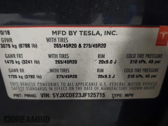 ✅ 2018 Tesla Model X 75D • VIN: 5YJXCDE23JF125715 • Лот: 43004077. Опубликован ранее на IAAI с пробегом 85 630 миль. Бесплатный доступ к архиву аукционных продаж из США и подробный отчёт об истории автомобиля на DreamBid. Изображение 9.