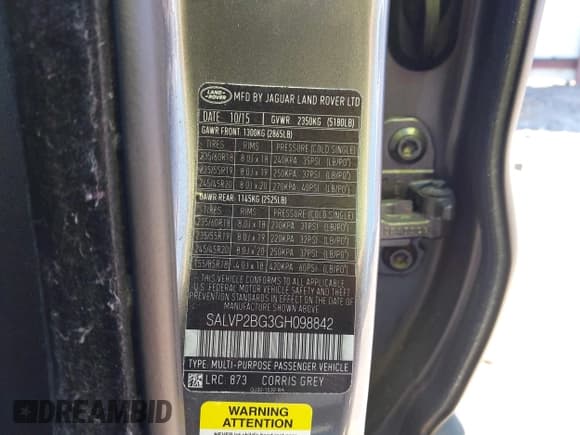 ✅ 2016 Land Rover Range Rover Evoque SE • VIN: SALVP2BG3GH098842 • Lot: 43464953. Wystawiony na IAAI z przebiegiem 138 364 mil. Bezpłatny archiwum sprzedaży aukcyjnych z USA i szczegółowy raport historii pojazdu na DreamBid. Zdjęcie 9.