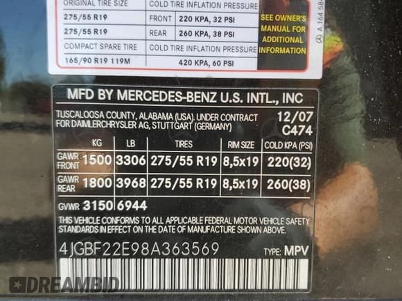 ✅ 2008 Mercedes-Benz GL 320 CDI • VIN: 4JGBF22E98A363569 • Лот: 60336865. Опубликован ранее на Copart с пробегом 120 754 миль. Бесплатный доступ к архиву аукционных продаж из США и подробный отчёт об истории автомобиля на DreamBid. Изображение 14.