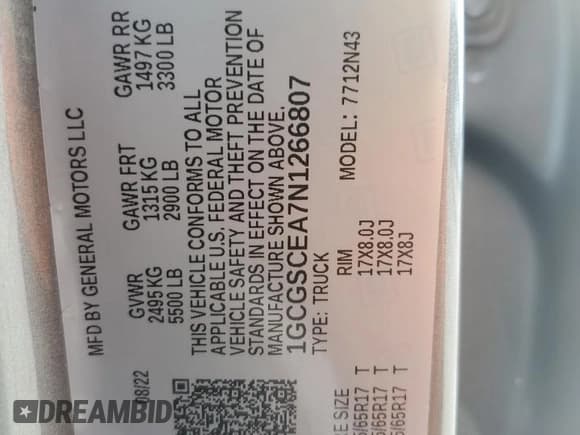 ✅ 2022 Chevrolet Colorado 2WD LT • VIN: 1GCGSCEA7N1266807 • Лот: 59741505. Опубликован ранее на Copart с пробегом 34 900 миль. Бесплатный доступ к архиву аукционных продаж из США и подробный отчёт об истории автомобиля на DreamBid. Изображение 13.