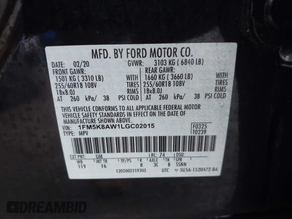 ✅ 2020 Ford Police Interceptor Utility • VIN: 1FM5K8AW1LGC02015 • Lot: 43797428. Wystawiony na IAAI z przebiegiem 88 567 mil. Bezpłatny archiwum sprzedaży aukcyjnych z USA i szczegółowy raport historii pojazdu na DreamBid. Zdjęcie 9.