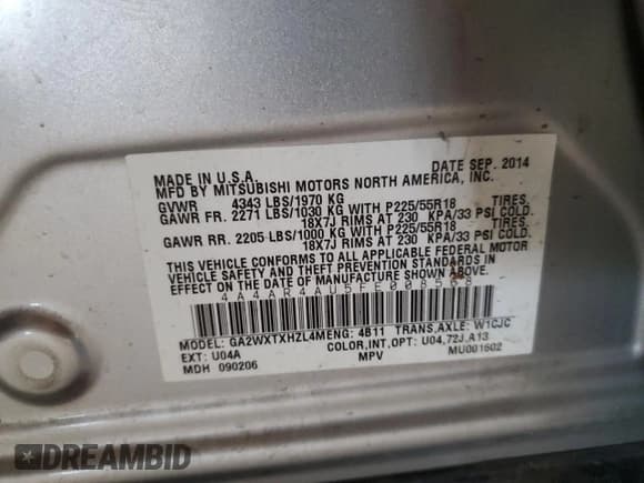 ✅ 2015 Mitsubishi Outlander SE • VIN: 4A4AR4AU5FE008568 • Lot: 81101995. Wystawiony na Copart z przebiegiem 172 794 mil. Bezpłatny archiwum sprzedaży aukcyjnych z USA i szczegółowy raport historii pojazdu na DreamBid. Zdjęcie 13.