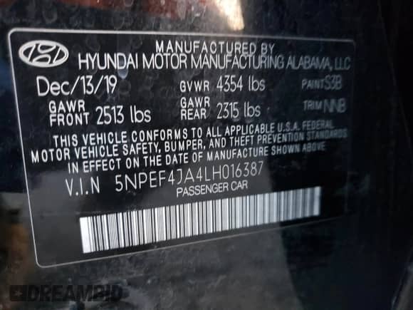 2020 Hyundai Sonata SEL z VIN 5NPEF4JA4LH016387, wystawiony jako Copart lot #71761132 z przebiegiem 54 865 mil mil oraz . Historia ofert i sprzedaży dostępna na DreamBid. Obrazek 12.