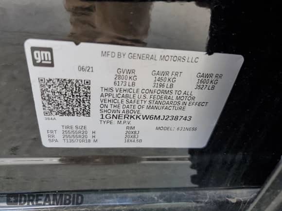 2021 Chevrolet Traverse Premier z VIN 1GNERKKW6MJ238743, wystawiony jako Copart lot #57995125 z przebiegiem 61 096 mil mil oraz Szkoda całkowita • Salvage title. Historia ofert i sprzedaży dostępna na DreamBid. Obrazek 13.