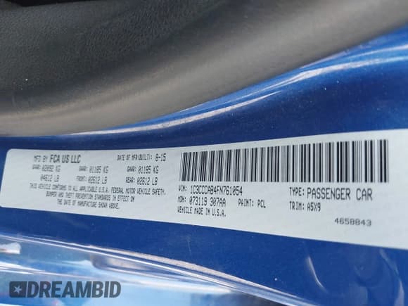 ✅ 2015 Chrysler 200 Limited • VIN: 1C3CCCAB4FN761054 • Lot: 42337982. Listed on IAAI with 124,320 mi. Free auction sales archive from the USA and detailed vehicle history report at DreamBid. Image 9.