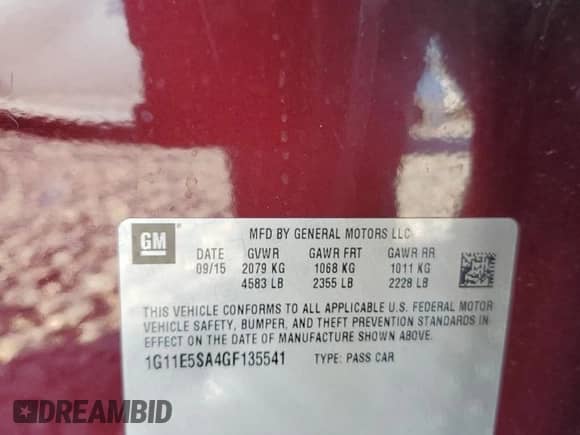 2016 Chevrolet Malibu LTZ z VIN 1G11E5SA4GF135541, wystawiony jako Copart lot #82628815 z przebiegiem 169 938 mil mil oraz Szkoda całkowita • Salvage title. Historia ofert i sprzedaży dostępna na DreamBid. Obrazek 13.