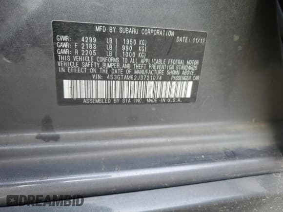 ✅ 2018 Subaru Impreza Special Sports • VIN: 4S3GTAM62J3721074 • Lot: 71998835. Wystawiony na Copart z przebiegiem 62 026 mil. Bezpłatny archiwum sprzedaży aukcyjnych z USA i szczegółowy raport historii pojazdu na DreamBid. Zdjęcie 12.