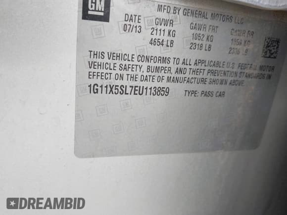 ✅ 2014 Chevrolet Impala LS • VIN: 1G11X5SL7EU113859 • Лот: 42172633. Опубликован ранее на IAAI с пробегом 183 646 миль. Бесплатный доступ к архиву аукционных продаж из США и подробный отчёт об истории автомобиля на DreamBid. Изображение 9.