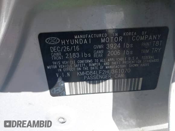 2017 Hyundai Elantra SE with VIN KMHD84LF2HU361070, listed as a IAAI auction lot 43504346 with 240,994 mi miles and . Bid and sale history available at DreamBid. Image 9.