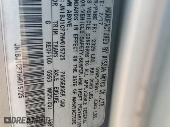 ✅ 2017 Nissan Rogue S • VIN: JN1BJ1CP7HW015725 • Lot: 89808605. Listed on Copart with 127,426 mi. Free auction sales archive from the USA and detailed vehicle history report at DreamBid. Image 13.