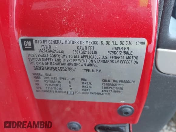 ✅ 2010 Chevrolet HHR 1LT • VIN: 3GNBABDB0AS527857 • Lot: 41848016. Listed on IAAI with 83,109 mi. Free auction sales archive from the USA and detailed vehicle history report at DreamBid. Image 9.