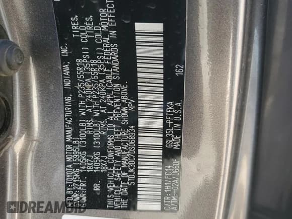 ✅ 2013 Toyota Sienna LE • VIN: 5TDJK3DC7DS068934 • Lot: 92495345. Listed on Copart with 102,035 mi. Free auction sales archive from the USA and detailed vehicle history report at DreamBid. Image 13.