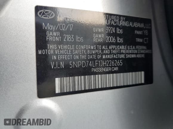 ✅ 2018 Hyundai Elantra SE • VIN: 5NPD74LF1JH226265 • Lot: 91902245. Listed on Copart with 131,794 mi. Free auction sales archive from the USA and detailed vehicle history report at DreamBid. Image 12.