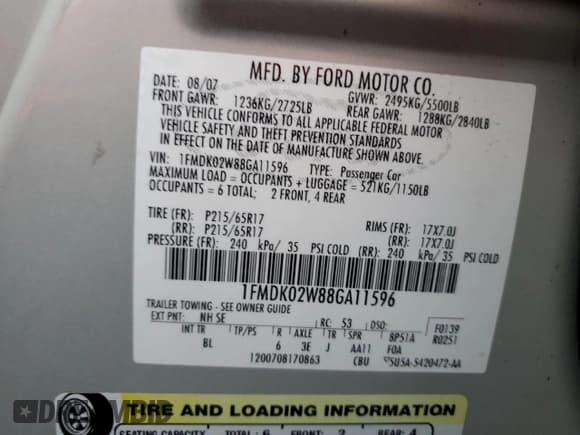 ✅ 2008 Ford Taurus X SEL • VIN: 1FMDK02W88GA11596 • Lot: 53447445. Listed on Copart with 137,325 mi. Free auction sales archive from the USA and detailed vehicle history report at DreamBid. Image 14.