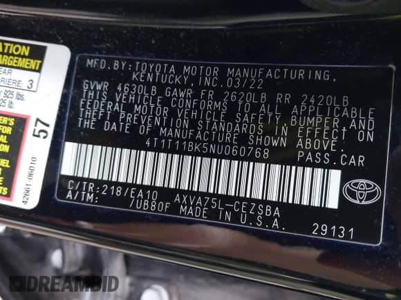2022 Toyota Camry SE с VIN 4T1T11BK5NU060768, выставлен на аукционе IAAI как лот 42448912 с пробегом 26 074 миль миль и . История ставок и продаж доступна на DreamBid. Изображение 9.