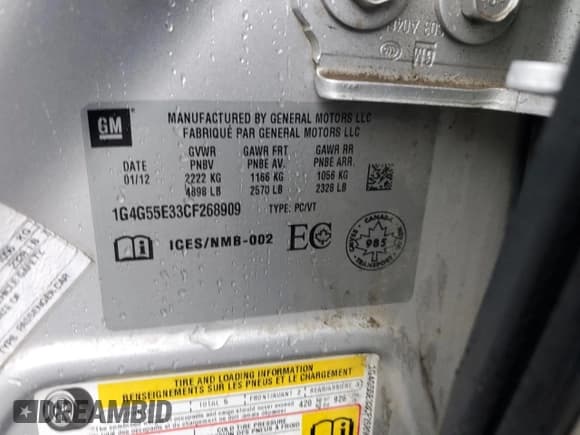 ✅ 2012 Buick LaCrosse • VIN: 1G4G55E33CF268909 • Lot: 90141085. Wystawiony na Copart z przebiegiem 159 636 mil. Bezpłatny archiwum sprzedaży aukcyjnych z USA i szczegółowy raport historii pojazdu na DreamBid. Zdjęcie 12.